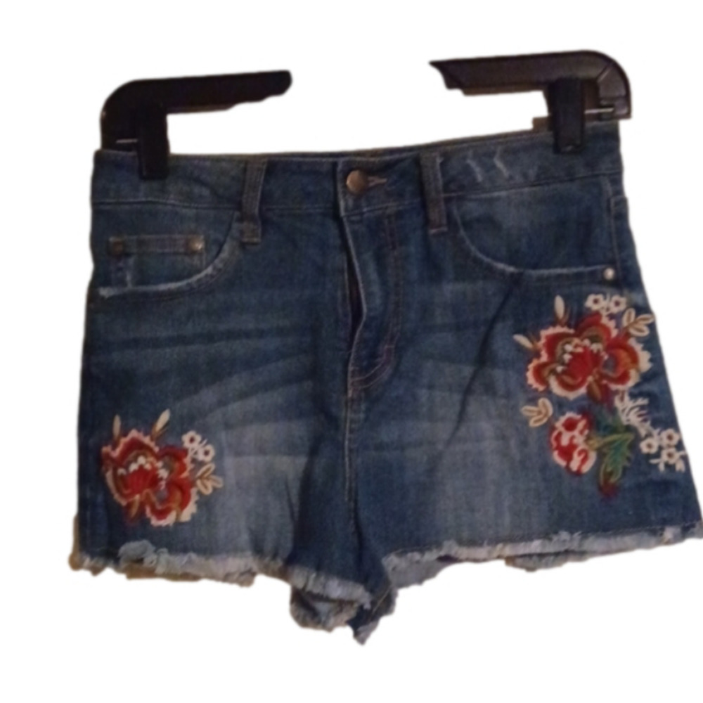 SUN and shadow floral embroidery shorts. Boho , Flower Core. Size 28.